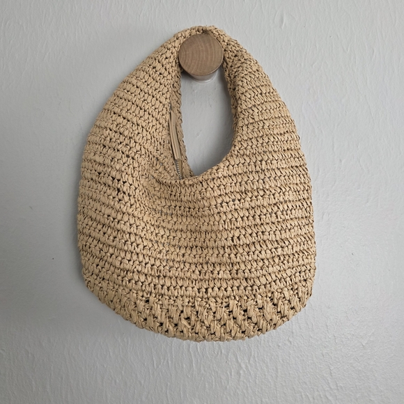 MNG By Mango Tan Round Natural Fiber Woven Shoulder Bag - Picture 6 of 10